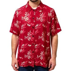 The Territory Ahead Red Leaf Print Button Down Shirt Size Unisex Large